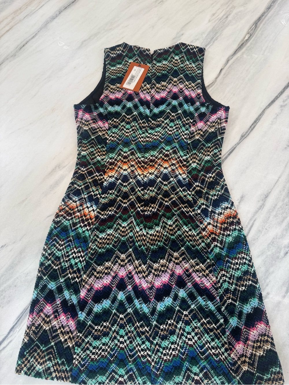 Missoni Sleeveless Multicolor Chevron Pattern Dress - Navy & Teal - Picture 7 of 7